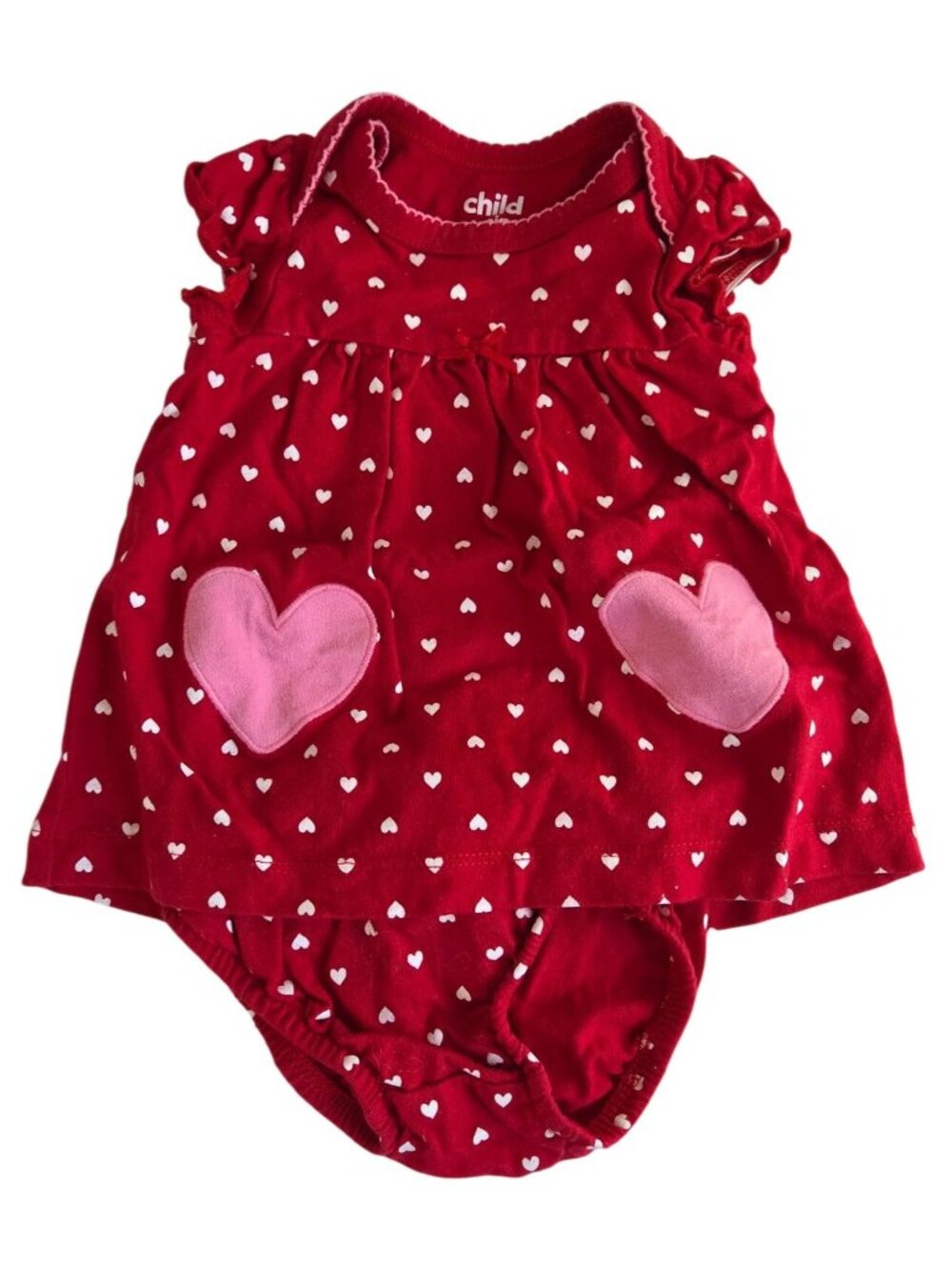 Carters Valentine's Day Red Heart Print Baby Dress & Diaper Cover 0-3 Months